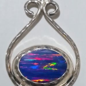 925 Sterling Silver Blue Opal Pendant